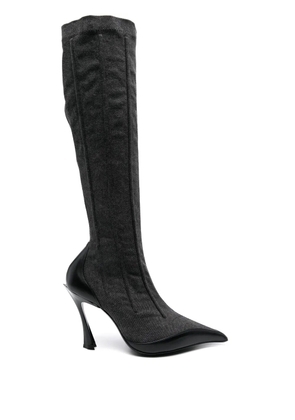 Mugler 105mm bi-colour fang boots - Black