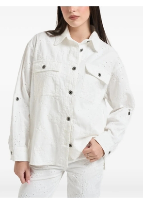 LIU JO floral-embroidered button jacket - White