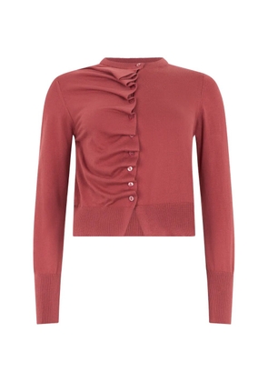 ALPHA STUDIO ruffled-detail cardigan - Red