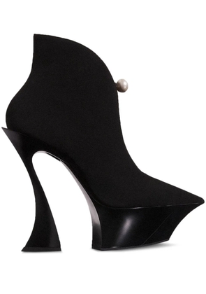 Mugler pearl-embellished sculpted heel boots - Black