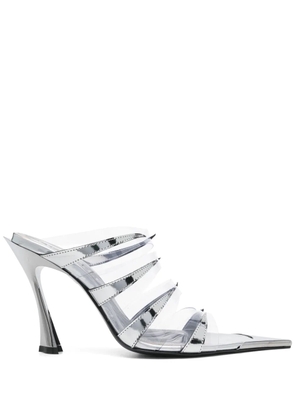 Mugler 90mm chrome leather fang sandals - Silver