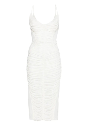 Mugler ruched midi dress - White