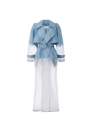 Elisabetta Franchi denim organza trench coat - White