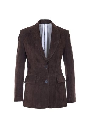 Sword buttons suede jacket - Brown