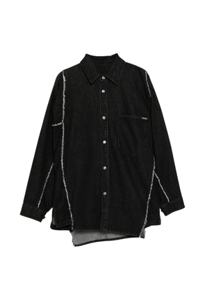 SONGZIO polyptych-embroidered frayed shirt - Black