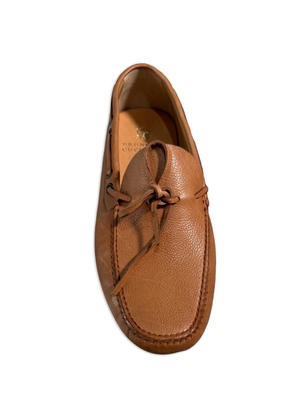 Brunello Cucinelli tie-detail boat shoes - Brown