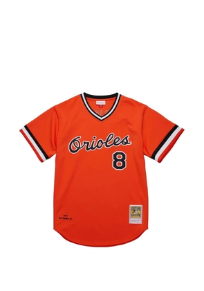 Mitchell & Ness striped-trim V-neck T-shirt - Orange