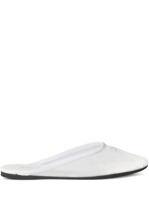 Miu Miu logo-embroidered slippers - White