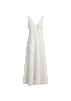 Polo Ralph Lauren crochet-detail V-neck midi dress - White