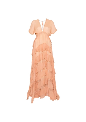 Mes Demoiselles Charlotte ruffled V-neck maxi dress - Orange