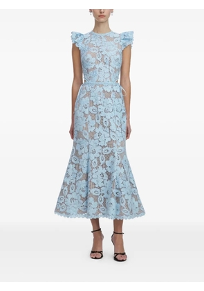 Self-Portrait floral-embroidered midi dress - Blue