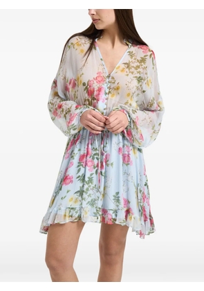 LIU JO floral-detail buttoned mini dress - Blue