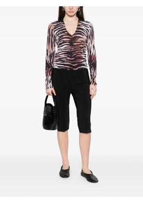 PINKO tiger-print V-neck T-shirt - Neutrals