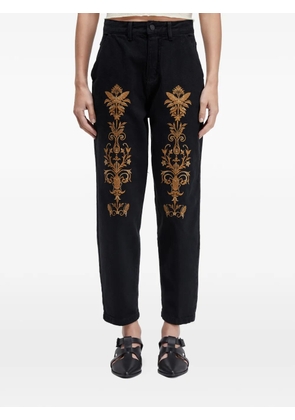 Osklen embroidery butterfly cotton trousers - Black