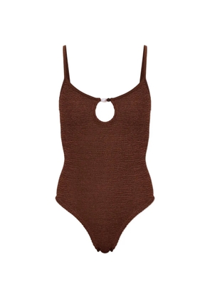 Hunza G Mia beaded crinkle swimsuit - Brown