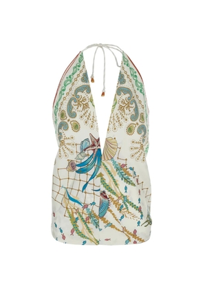 MANTERO 1902 patterned halterneck top - White