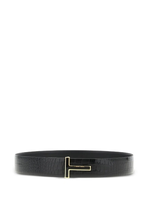 TOM FORD reversible crocodile-effect logo belt - Black