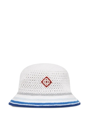 Casablanca Mesh Stripe crochet hat - White