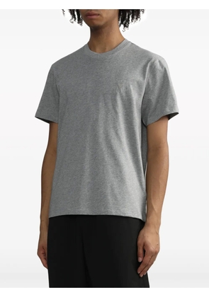 AMI Paris logo-embroidered cotton T-shirt - Grey
