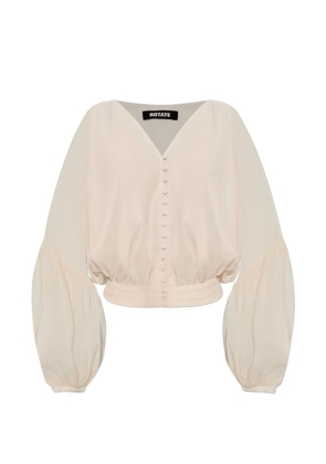 ROTATE BIRGER CHRISTENSEN button bishop sleeve blouse - Neutrals