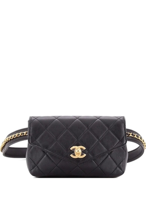 CHANEL Pre-Owned Chain Envelope Quilted Calfskin belt bag - Black