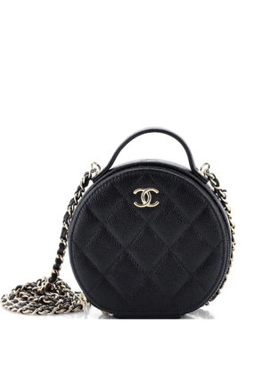 CHANEL Pre-Owned Handle with Care Round Vanity Case with Chain Quilted Caviar Small crossbody bag - Black