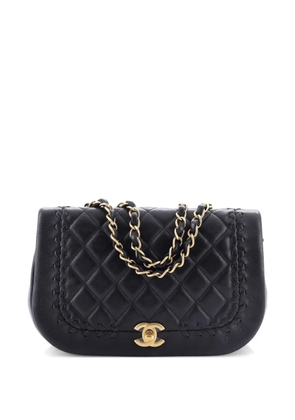 CHANEL Pre-Owned Bicolor Braided Saddle Flap Bag Quilted Lambskin Small crossbody bag - Black