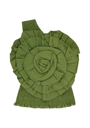 FARM Rio ruffled one-shoulder top - Green