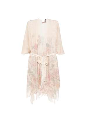TWINSET floral-print fringed beach cover-up - Neutrals