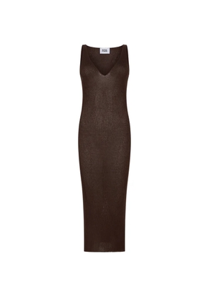 ALPHA STUDIO V-neck ribbed-knit dress - Brown