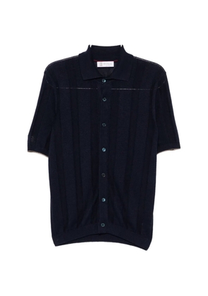 Brunello Cucinelli buttoned striped knitwear - Blue