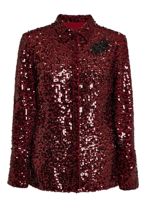 ERDEM sequin embellished long sleeve shirt - Red