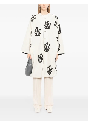 Kinyan Lam floral-embrodairy coat - Neutrals