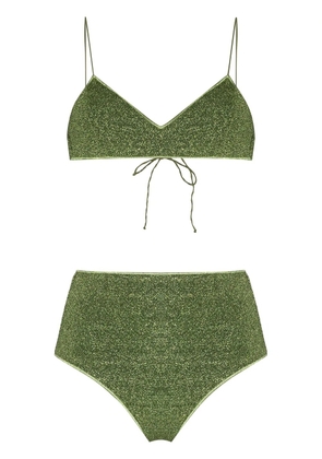 Oséree Lumière lurex high-waisted bikini set - Green