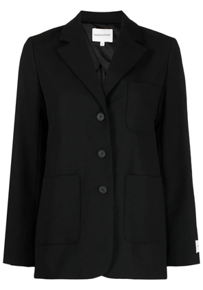 Maison Kitsuné logo-tag textured single-breasted blazer - Black