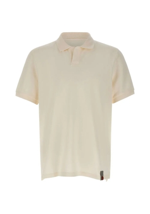 Dekker ribbed trim V-neck polo shirt - Neutrals