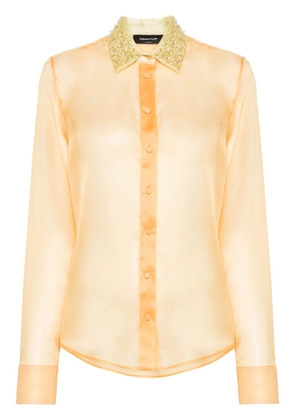 Fabiana Filippi bead-detailed silk shirt - Orange