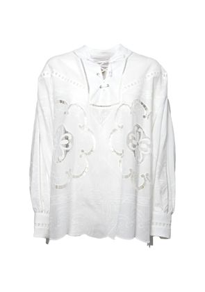 FRONT STREET 8 floral-embroidered shirt - White