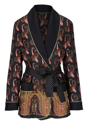 ETRO paisley-print tie-waist blazer - Black