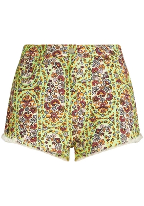 ETRO paisley-print denim shorts - Green