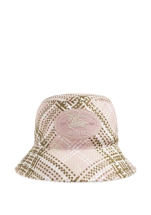 Burberry logo-patch checked bucket hat - Pink