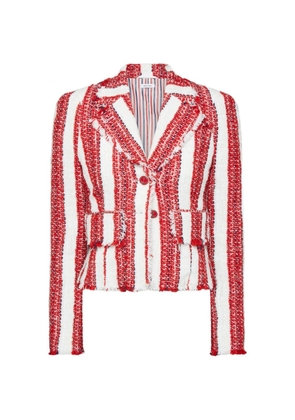 Thom Browne frayed-edge tweed jacket - Red