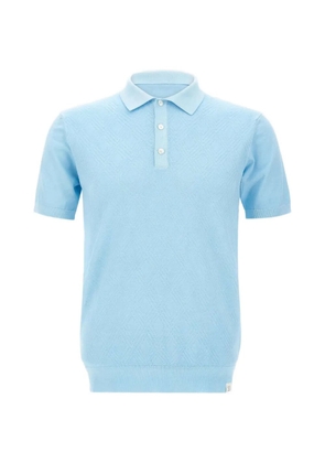 Peuterey diamond-textured knit polo shirt - Blue