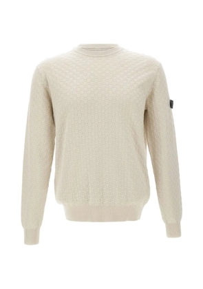 Peuterey checked-weave logo-patch sweater - Neutrals