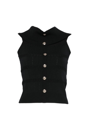 LIU JO button collared tank top - Black