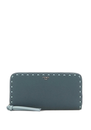 FENDI large Peekaboo stitched leather wallet - Blue