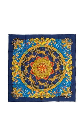 Hermès Pre-Owned Luna printed silk scarf - Blue