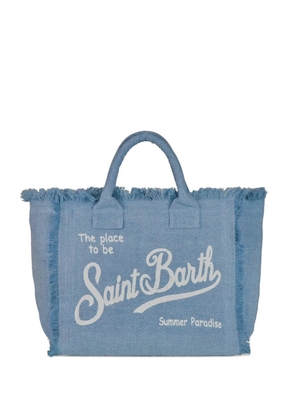 MC2 Saint Barth Collette fringed zip linen tote bag - Blue