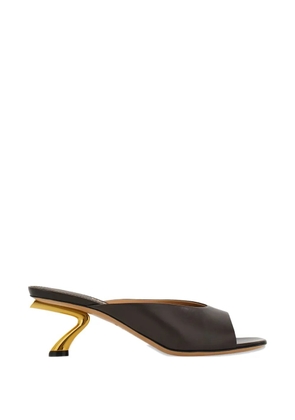 Ferragamo open-toe leather mules - Brown