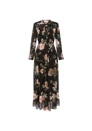 ZIMMERMANN Luna burnout-sheath lace-detail V-neck maxi dress - Black